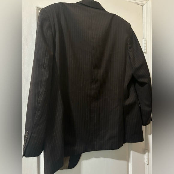 Calvin Klein Blazer Men's Dark Brown Pinstripe Blazer with Light Brown Interior - Picture 2 of 3